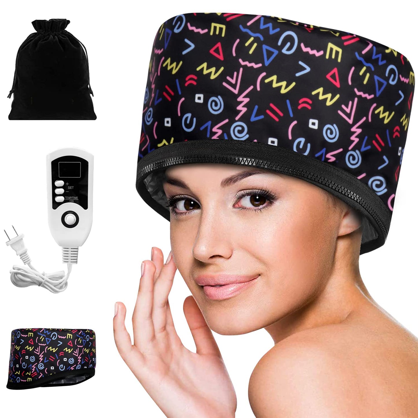 Gute Hair Steamer Cap,Heat Cap for Deep Conditioning Hair Steamer for Natural Hair, Hair Thermal Treatment Cap,Portable Electric Heat Hair Spa Cap for Home,Black