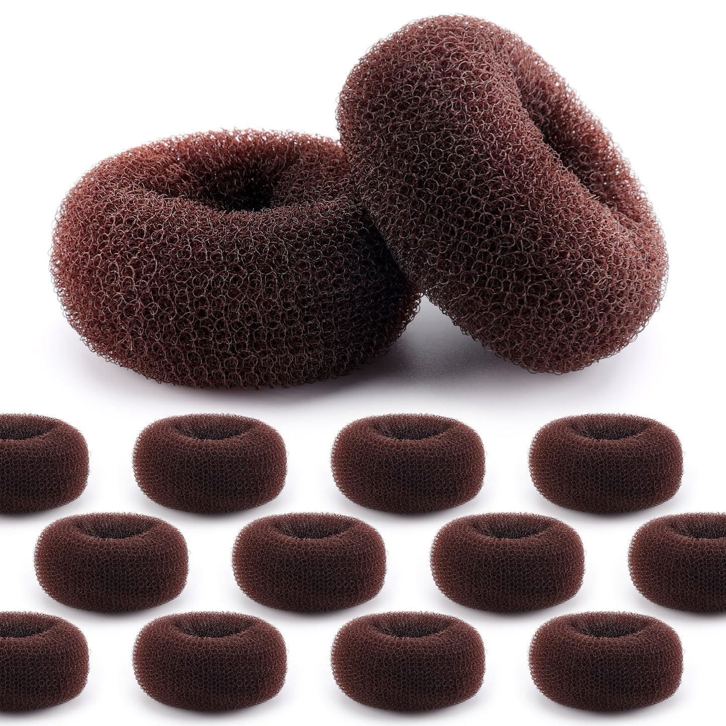 HOFASON Hair Bun Maker Donut 12 Pcs, Medium Hair Donuts for Buns Ring Style Ballet Hair Bun Accessories Bulk Sock Bun Doughnut for Women Girls Long & Thick Hair Buns Shaper (Size M / 2.75 Inch, Brown)