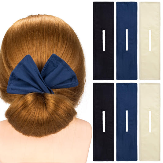 CustomyLife 6pcs Deft Hair Bun Shaper for Women, Non-Slip Twist Hair Bun Maker, Adjustable French Hair Accessories for Long Short Curly Straight Thick Thin Hair-2 Black & 2 Khaki & 2 Navy Blue