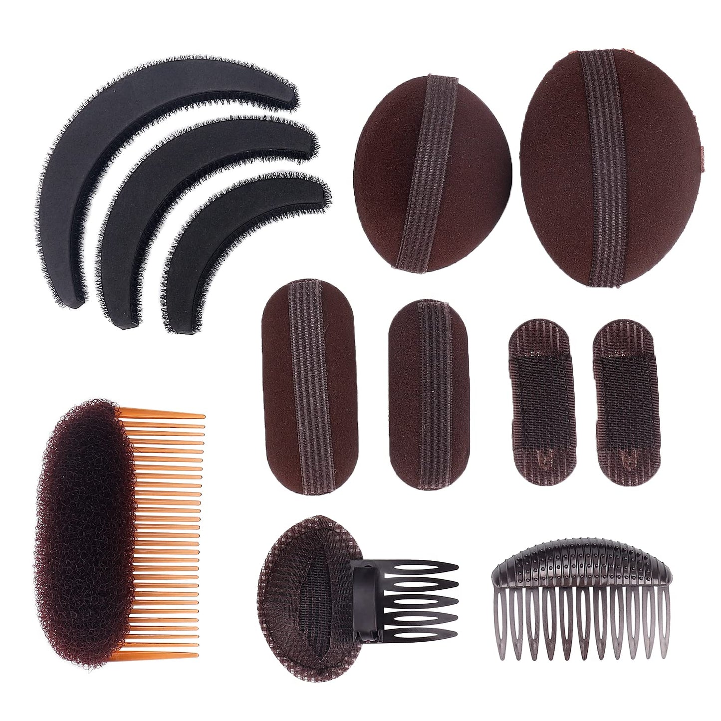 Hair Base Sponge Invisible Hair Clip Comb Bump It Up Volume Tool False Hair Pads Hair Bump Styling Insert Tool Hair Extensions Accessories Brown (AA Brown)