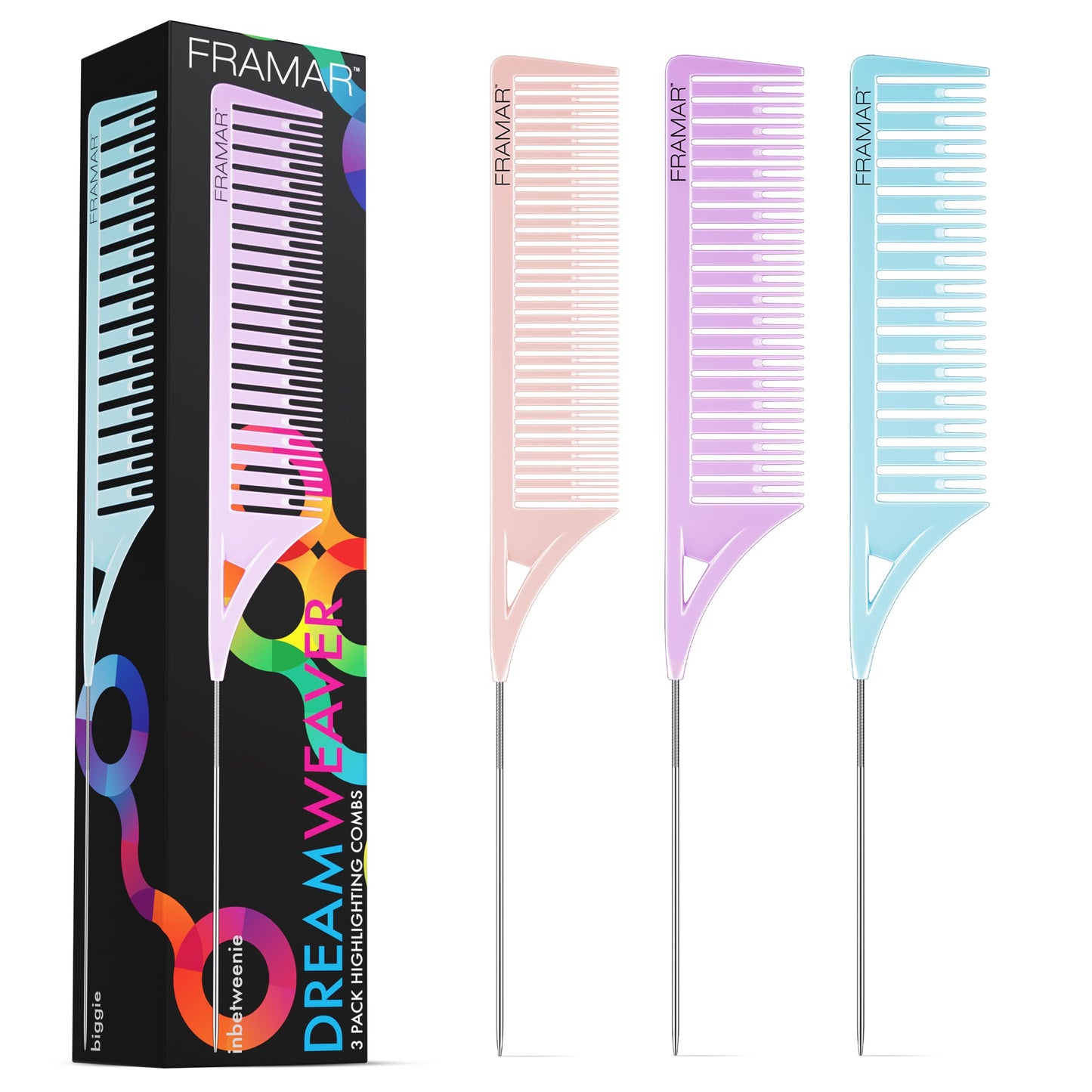 Framar Dreamweaver Highlight Comb Set – Combs for Hair Stylist, Highlighting Comb, Hair Dye Comb, Hair Highlighter Comb with Metal Pick, Balayage Comb