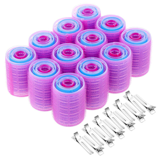 Rollers for Hair, Anezus 60 Pcs Hair Rollers Self Grip Set Includes 48 Pcs Hair Curlers and 12 Pcs Double Prong Clips for Women, Men Hairdressing Multi-colored