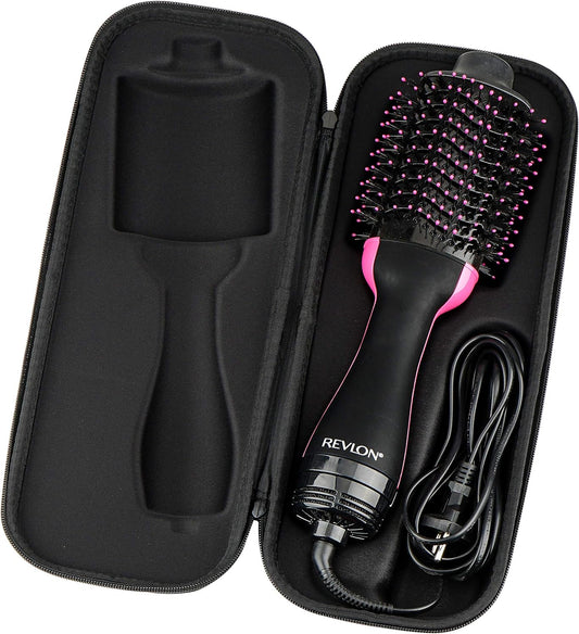 Hard Travel Case compatibility REVLON One-Step Volumizer Original 1.0 Hair Dryer and Hot Air Brush EVA Lightweight Portable Rigid Carrying Organizer.(Case Only) (Black)