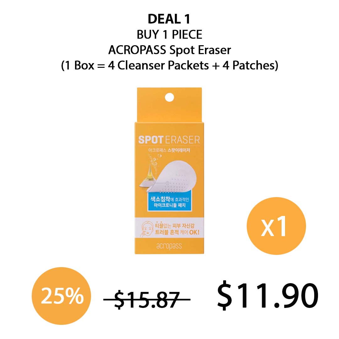 [ACROPASS] Spot Eraser (1 Box = 4 Cleanser Packets + 4 Patches)