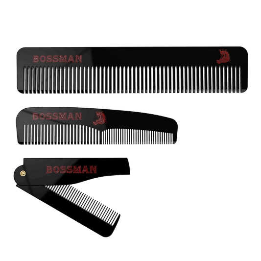 Bossman Set of 3 Acetate Beard, Mustache, Hair Combs