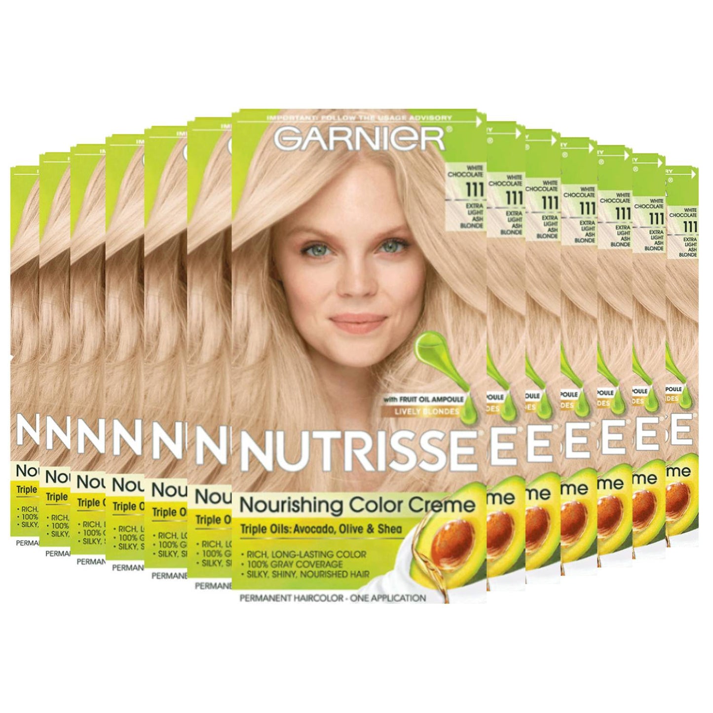 Garnier Nutrisse Nourishing Color Creme -Extra-Light Ash Blonde 111 (White Chocolate) - 12 Pack