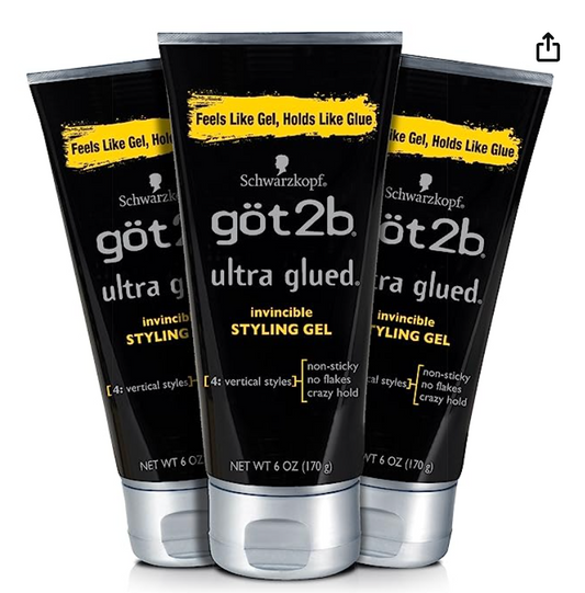 Got2b Ultra Glued Invincible Styling Hair Gel, 6 oz (Count of 3)