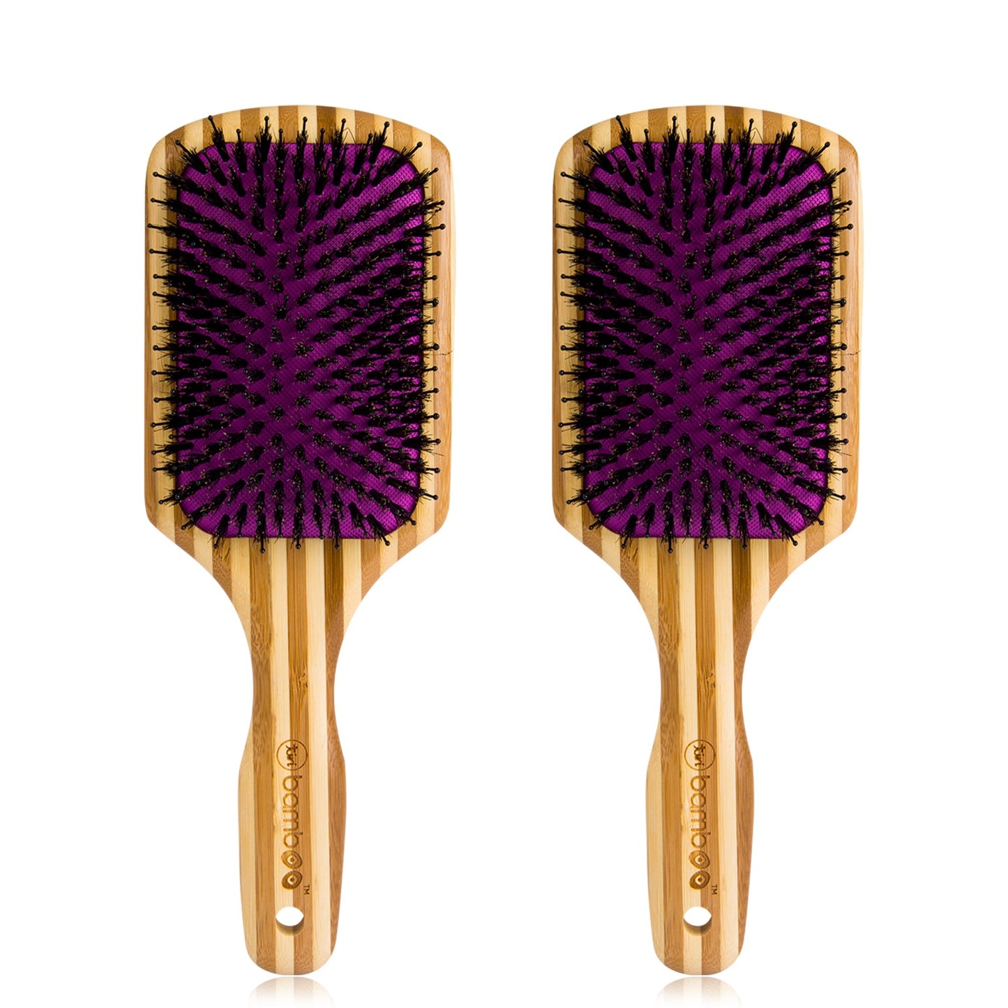 (Value 2-Pack) Detangling XL Bamboo Paddle Brush with Boar Bristles
